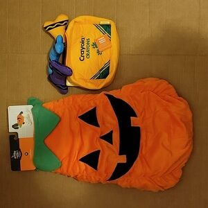 NWT: HYDE and EEK Pumpkin Dog Costume & Crayola Crayon Box Dog Toy